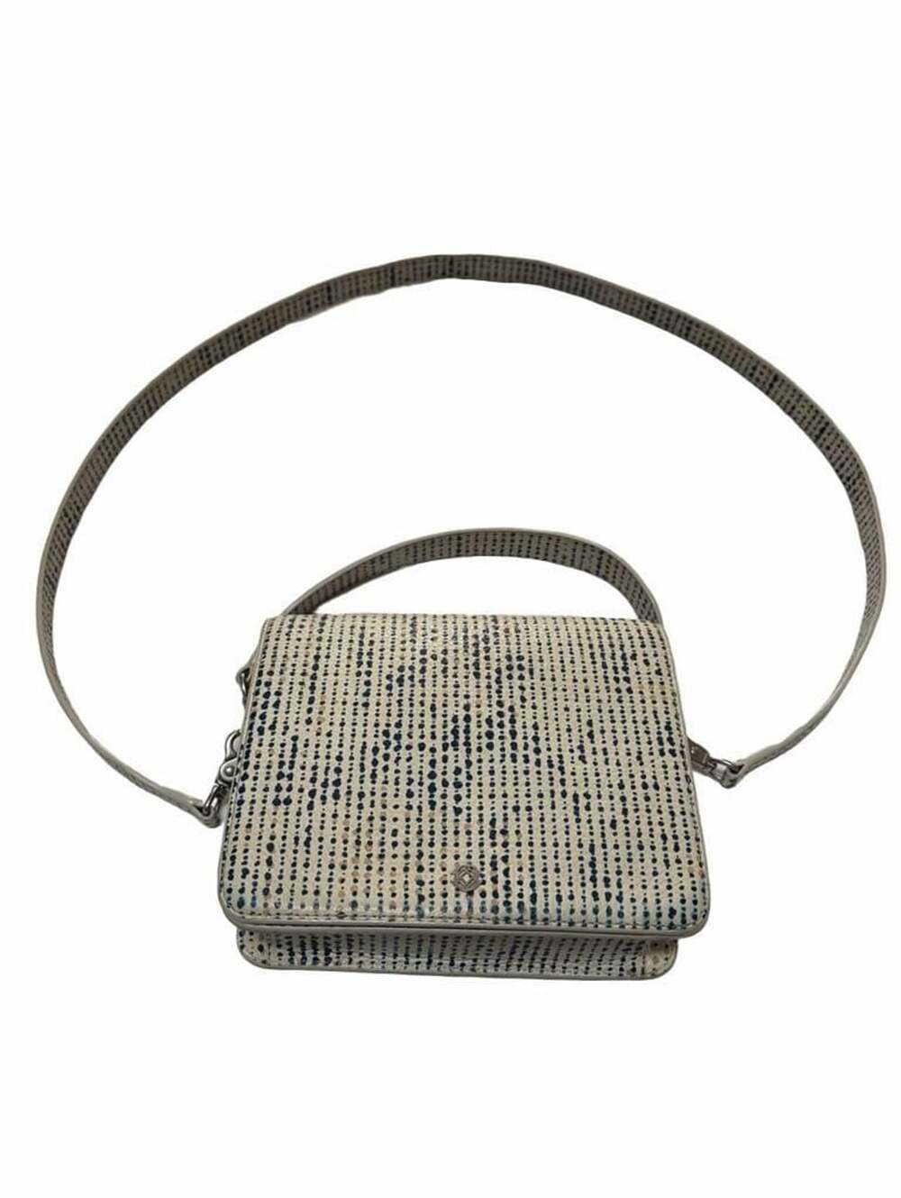 Preppy Dagne Dover Leather Crossbody Bag with Rare Seasonal Blue White Dotted Pr